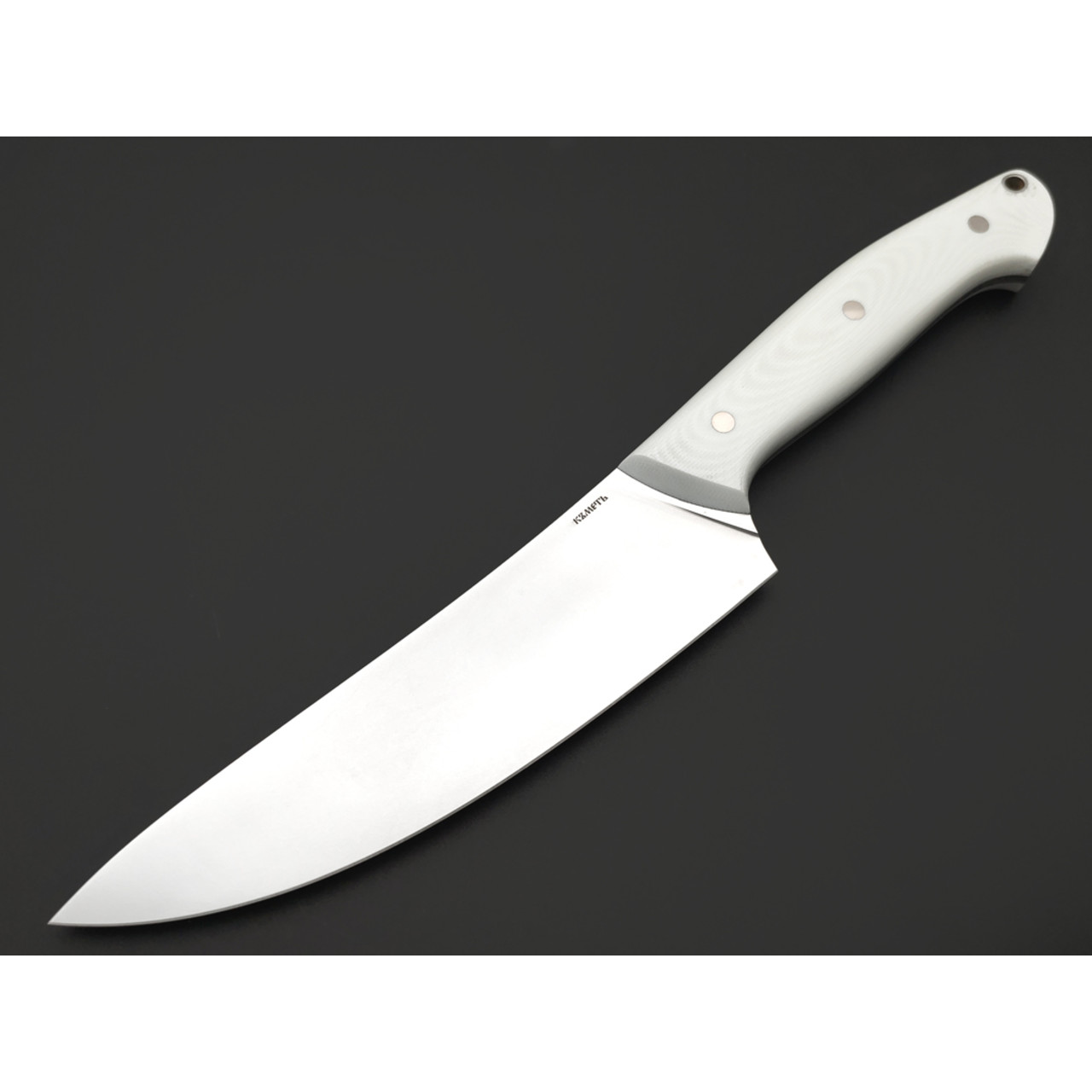 Кметь нож кухонный Шеф КМ-0115 сталь N690 bead blast, рукоять G10 white