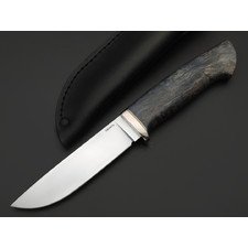 Кметь нож КМ-064 Клык сталь QPM 53 хром, рукоять стаб. Карельская берёза, мельхиор