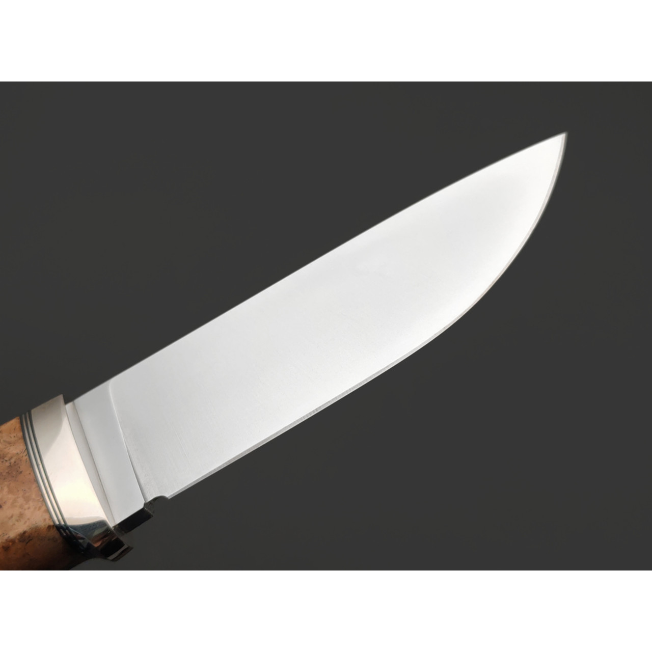 Кметь нож КМ-069 Кроха сталь S390 хром, рукоять Кап клёна, мельхиор