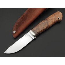 Кметь нож КМ-069 Кроха сталь S390 хром, рукоять Кап клёна, мельхиор