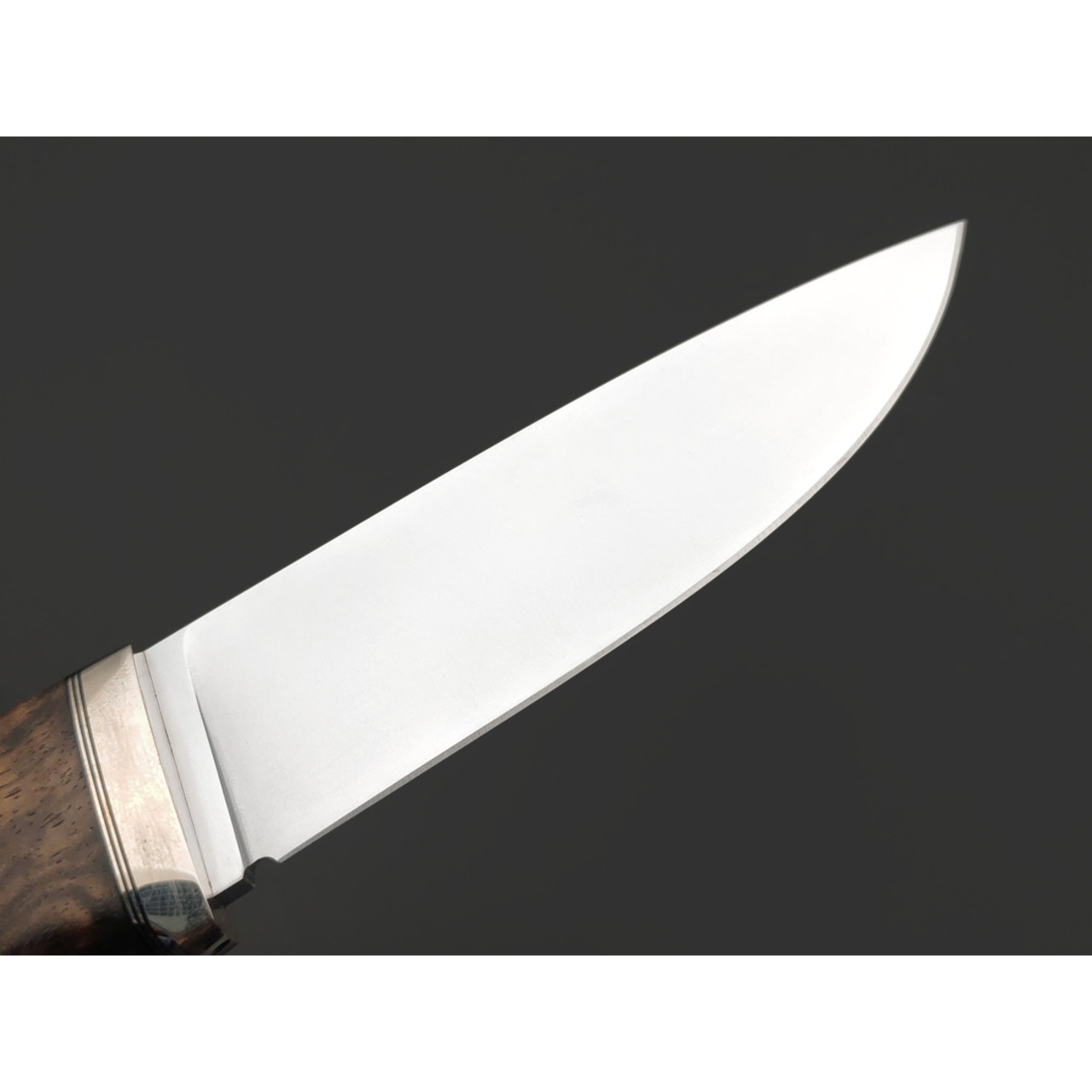 Кметь нож КМ-067 Кроха сталь S390 хром, рукоять Кап клёна, мельхиор