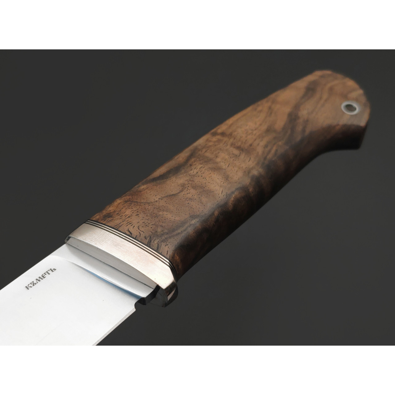 Кметь нож КМ-067 Кроха сталь S390 хром, рукоять Кап клёна, мельхиор