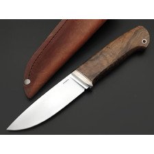 Кметь нож КМ-067 Кроха сталь S390 хром, рукоять Кап клёна, мельхиор