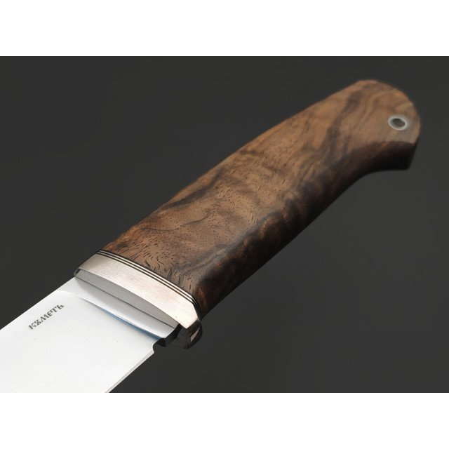 Кметь нож КМ-067 Кроха сталь S390 хром, рукоять Кап клёна, мельхиор