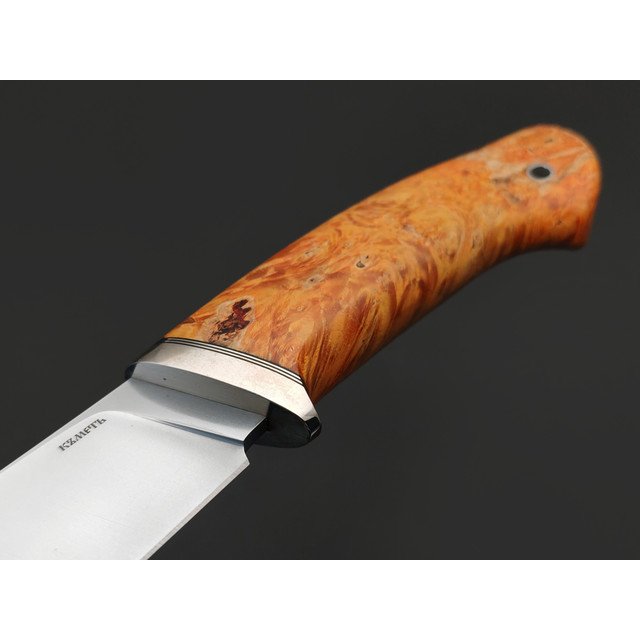 Кметь нож КМ-073 Ворон сталь Vanadis 8 хром, рукоять стаб. Кап клёна, мельхиор