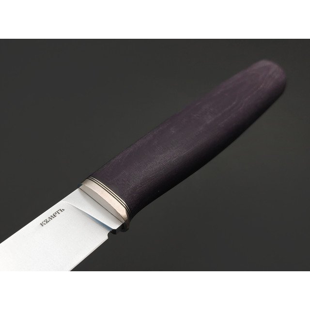 Кметь нож КМ-0109 Нырок сталь CPM 10V хром, рукоять Micarta purple, мельхиор