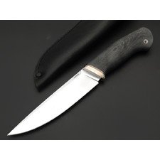 Кметь нож КМ-065 Барс сталь K390 хром, рукоять Micarta black, мельхиор