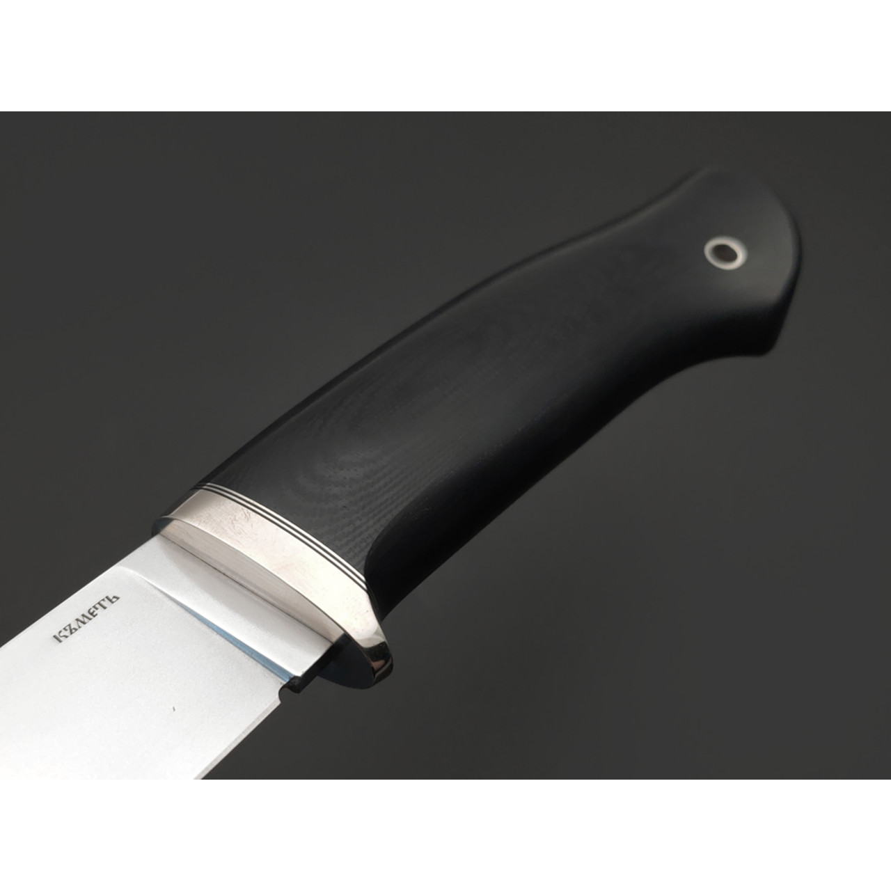 Кметь нож КМ-063 Клык сталь QPM 53 хром, рукоять G10 black, мельхиор