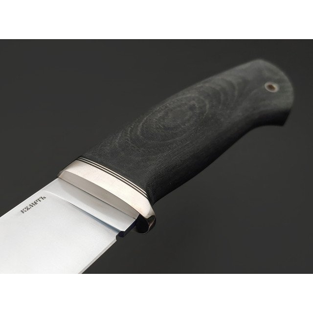 Кметь нож КМ-066 Кроха сталь K390 хром, рукоять Micarta black, мельхиор