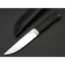 Кметь нож КМ-0108 Клык сталь CPM 4V хром, рукоять Micarta black, мельхиор