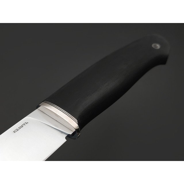 Кметь нож КМ-0108 Клык сталь CPM 4V хром, рукоять Micarta black, мельхиор