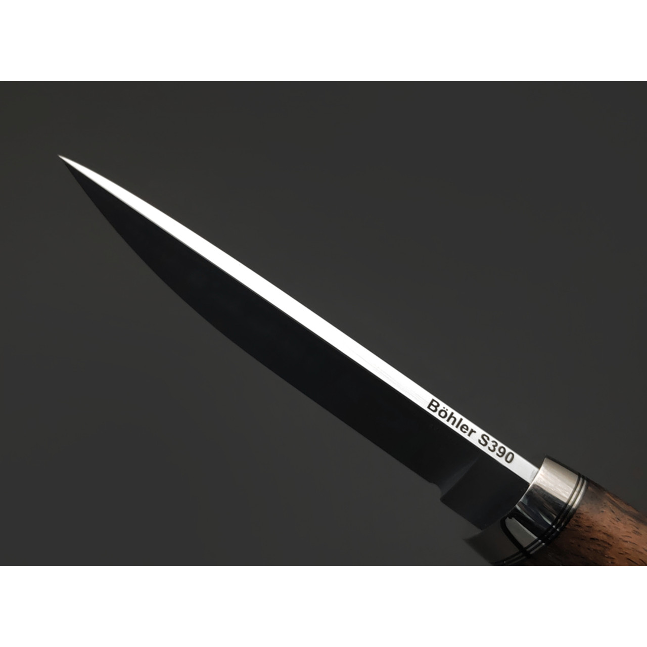 Кметь нож КМ-068 Кроха сталь S390 хром, рукоять Кап клёна, мельхиор