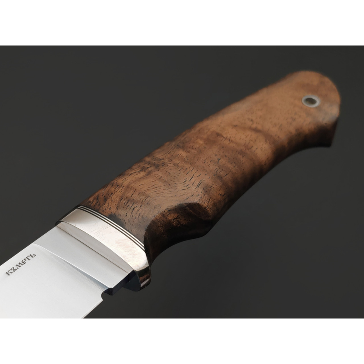 Кметь нож КМ-068 Кроха сталь S390 хром, рукоять Кап клёна, мельхиор