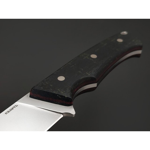 Кметь нож КМ-086 Универсал-2 ЦМ сталь M398 bead blast, рукоять Micarta dark green