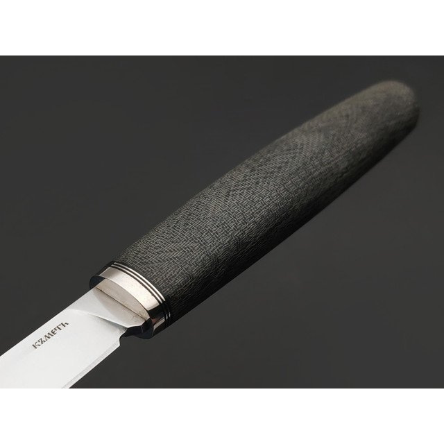 Кметь нож КМ-0100 Шило сталь Elmax bead blast, рукоять Micarta grey canvas, мельхиор