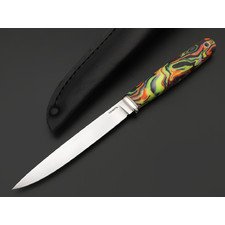 Кметь нож КМ-0107 Игла сталь Vanax SuperClean bead blast, рукоять Micarta chaotic, мельхиор