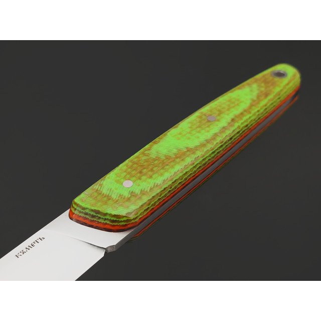 Кметь нож КМ-083 Шило ЦМ сталь M390 bead blast, рукоять Micarta jute neon green & orange