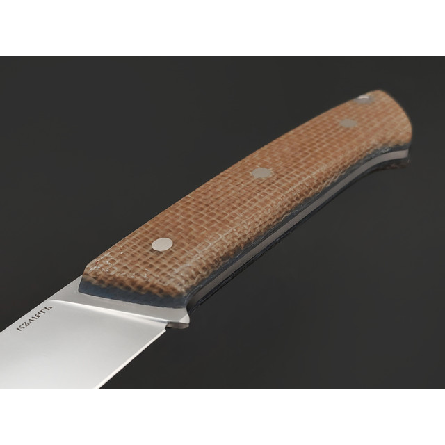 Кметь нож КМ-077 Кот сталь M390 bead blast, рукоять Micarta jute sand & blue