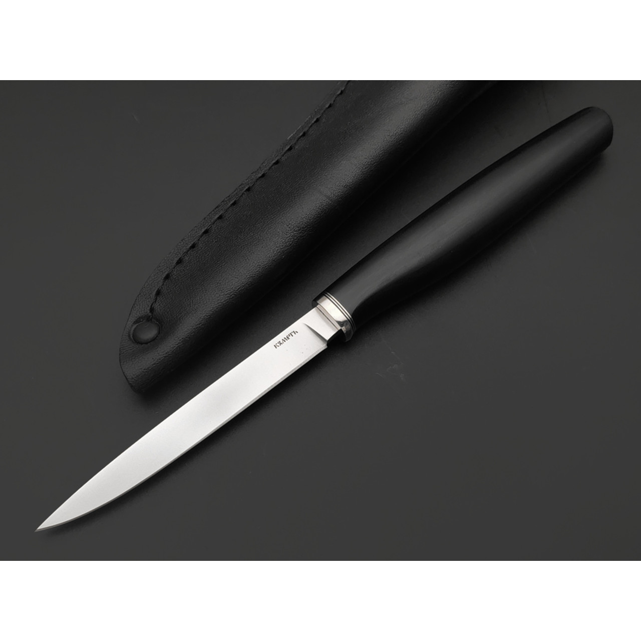 Кметь нож КМ-088 Шило сталь M398 bead blast, рукоять G10 black, мельхиор