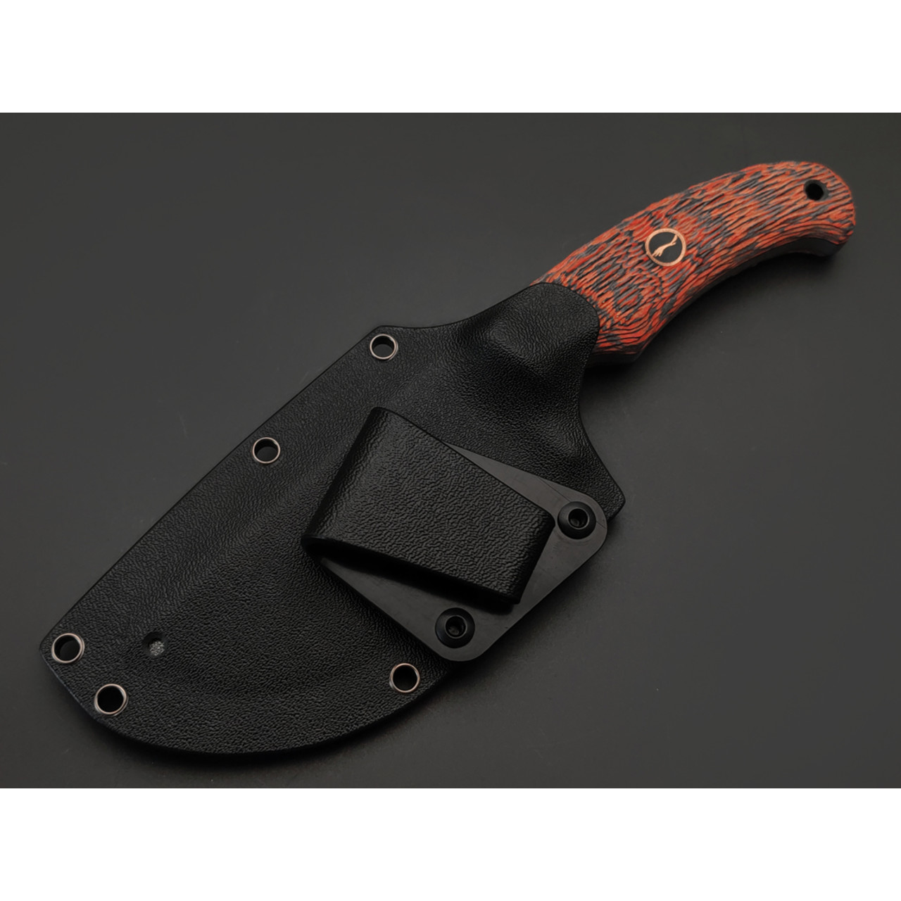 Волчий Век нож Шихан Custom "Oni" сталь 95Х18 WA худ. травление, рукоять G10 black & red, пины карбон