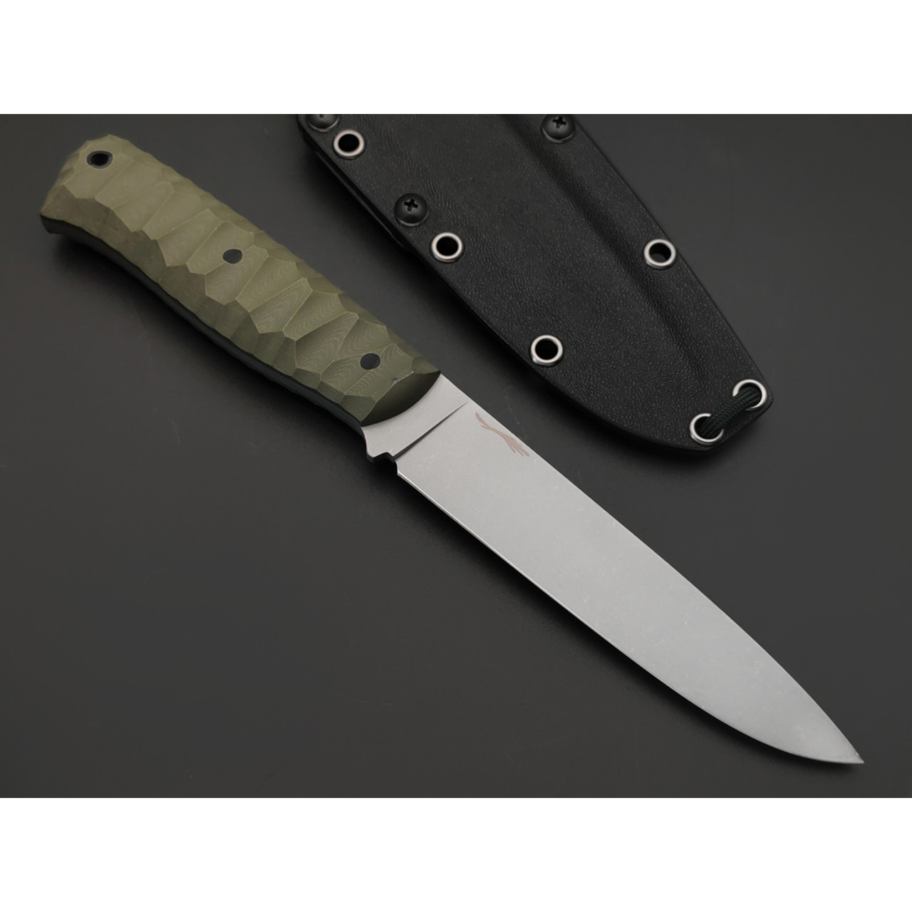 Волчий Век нож Рентген сталь N690 WA стоунвош, рукоять G10 olive, пины карбон