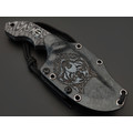 Волчий Век нож Бхадж Малый EDC Custom "Wolf" сталь 95Х18 WA худ. травление, рукоять G10 grey & black, пины карбон Волчий Век нож Бхадж Малый EDC Custom "Wolf" сталь 95Х18 WA худ. травление, рукоять G10 grey & black, пины карбон