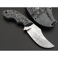 Волчий Век нож Бхадж Малый EDC Custom "Wolf" сталь 95Х18 WA худ. травление, рукоять G10 grey & black, пины карбон Волчий Век нож Бхадж Малый EDC Custom "Wolf" сталь 95Х18 WA худ. травление, рукоять G10 grey & black, пины карбон