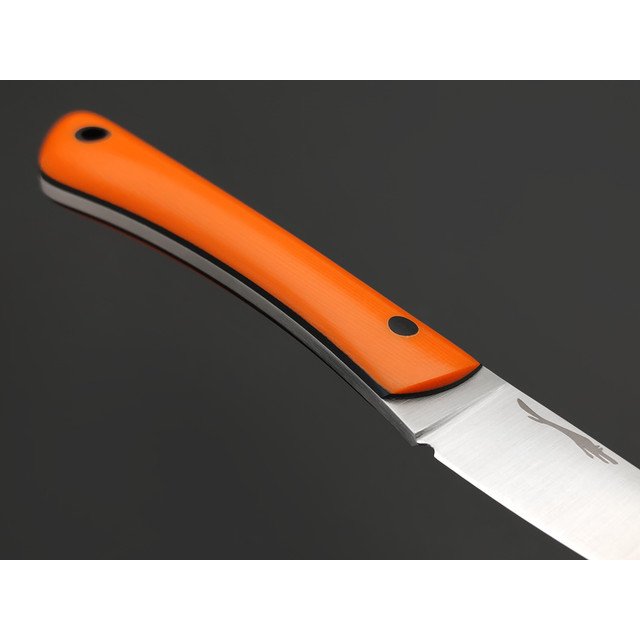 Волчий Век нож Сечень сталь N690 WA satin, рукоять G10 orange & black, пины карбон