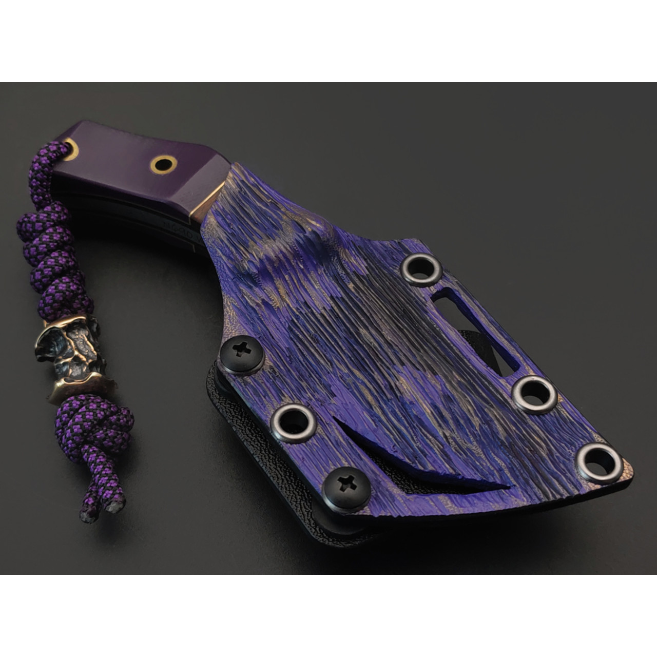 Волчий Век нож Микро Бхадж Mod. Custom сталь N690 WA травление хаотик, рукоять G10 purple, айронвуд, латунь