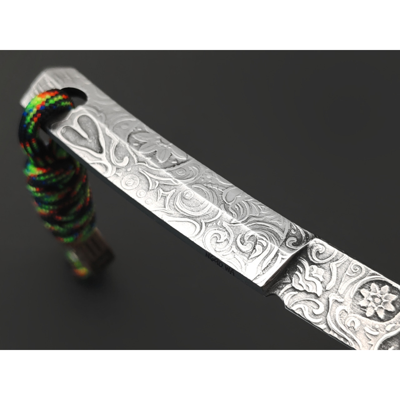 Волчий Век нож скелетный Мини Танто Custom Los Mexicanos сталь N690 WA худ. травление, рукоять сталь
