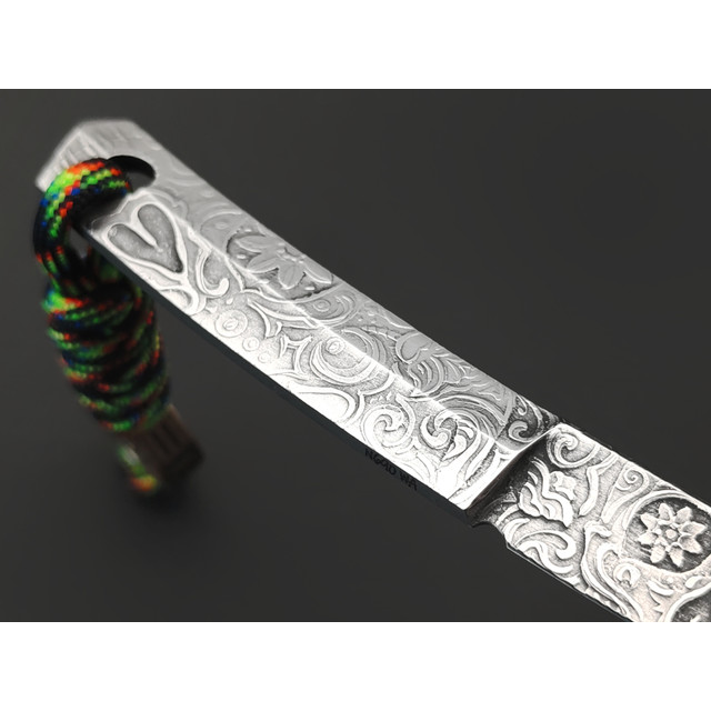 Волчий Век нож скелетный Мини Танто Custom Los Mexicanos сталь N690 WA худ. травление, рукоять сталь