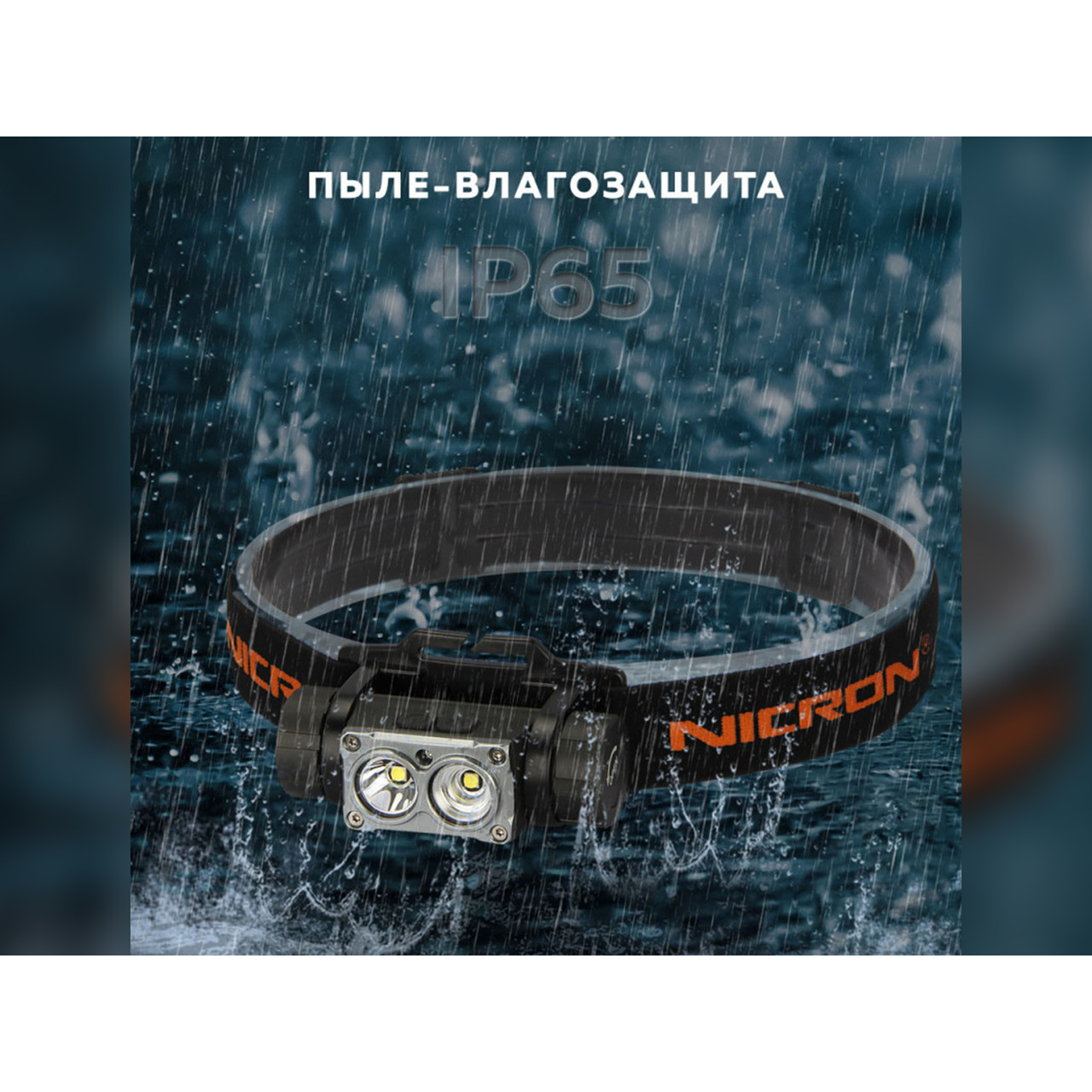 NICRON светодиодный налобный двухлучевой фонарик H35 1600LM IP65