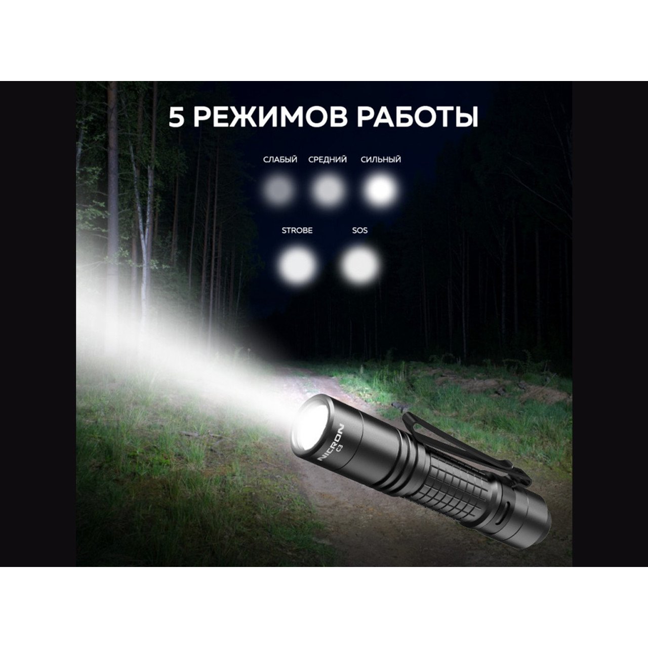 NICRON светодиодный универсальный фонарь C3 1000LM IP68
