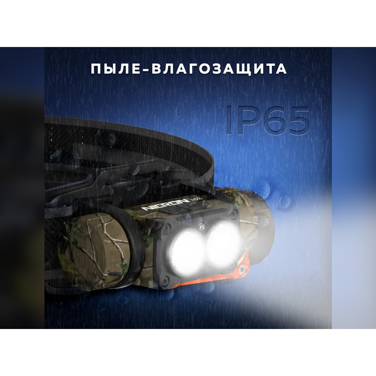 NICRON cветодиодный двухлучевой налобный фонарь GH01 Camo 1600LM IP65