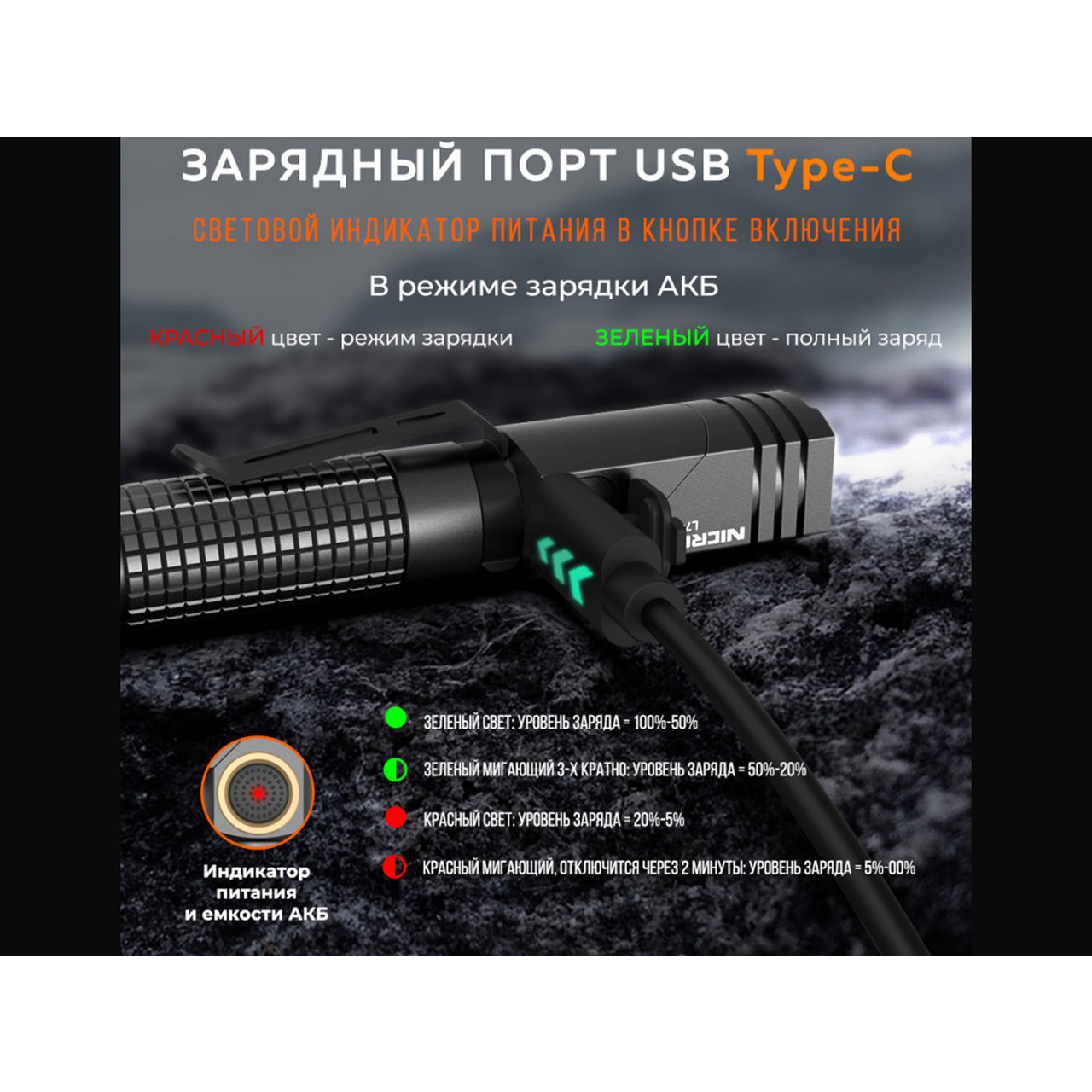 NICRON светодиодный поворотный фонарь L74mini 400LM IP65