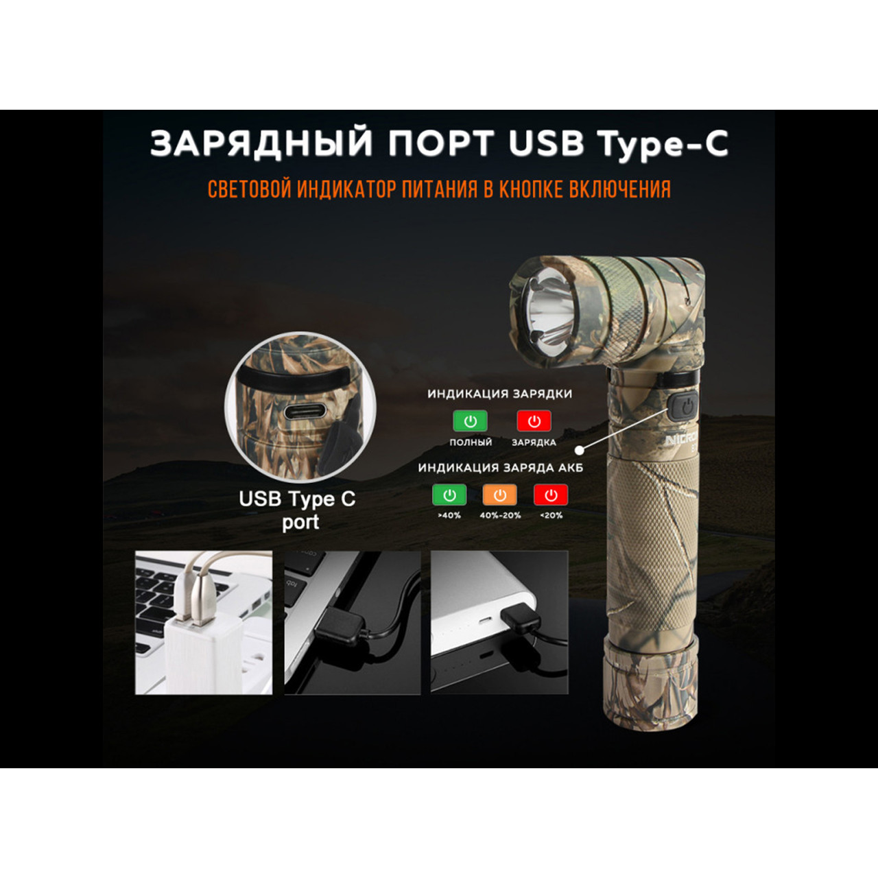 NICRON светодиодный поворотный фонарь B70Plus 1200LM IP65