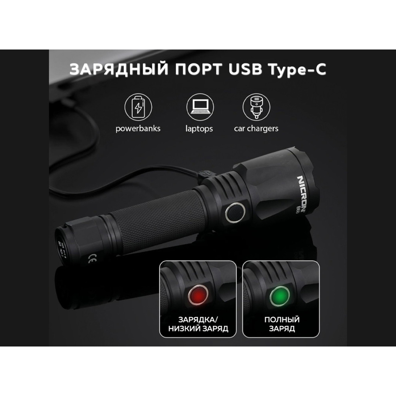 NICRON светодиодный тактический фонарь B60 1400LM IPX8-2m