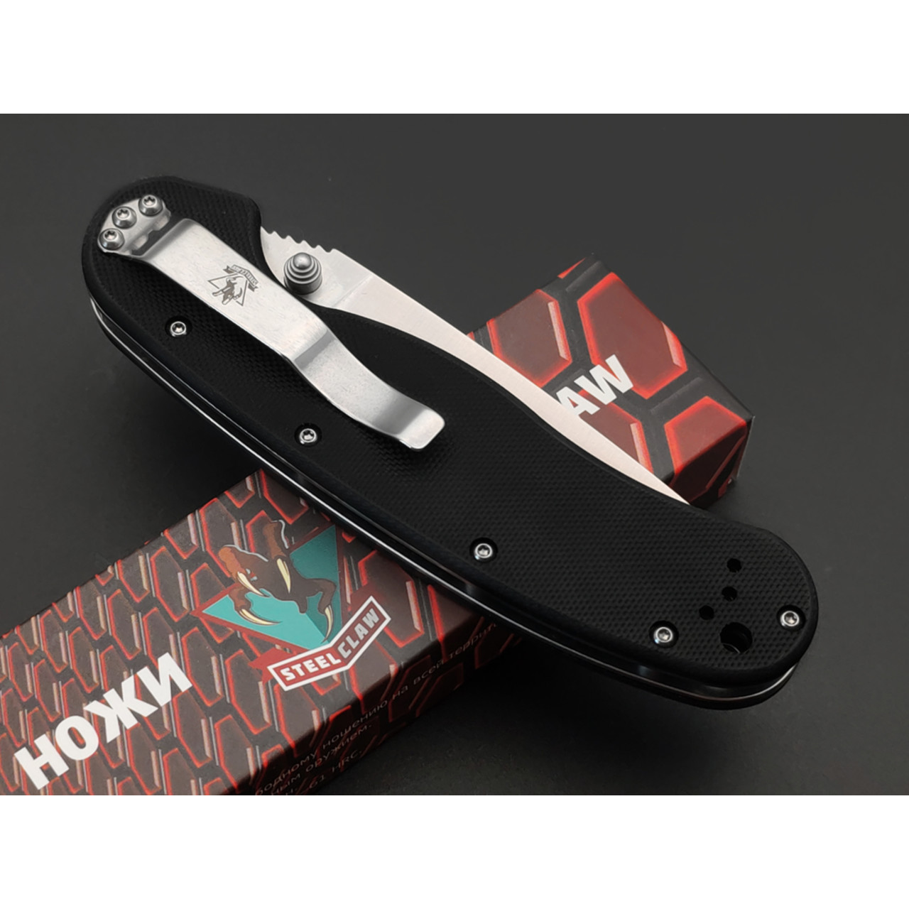 Steelclaw складной нож Крыса сталь Aus-8 satin, рукоять G10 black