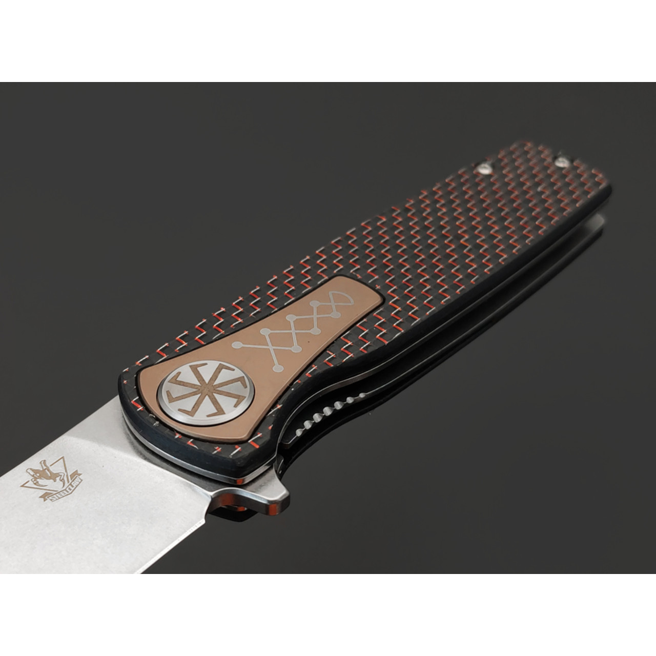 Steelclaw складной нож Идол-03 сталь D2 стоунвош, рукоять Carbon fiber red