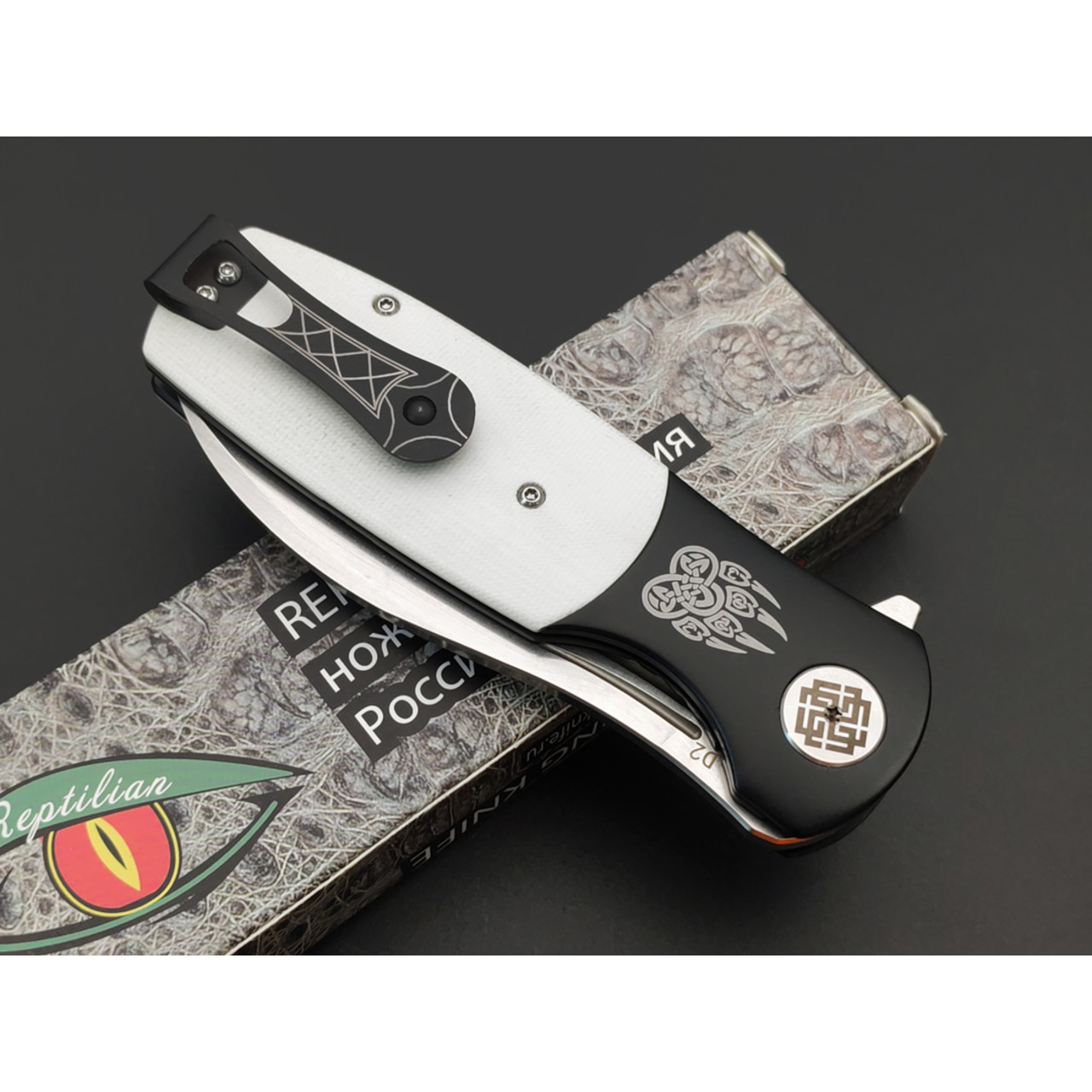 Reptilian складной нож Буян-03 сталь D2 стоунвош, рукоять G10 white