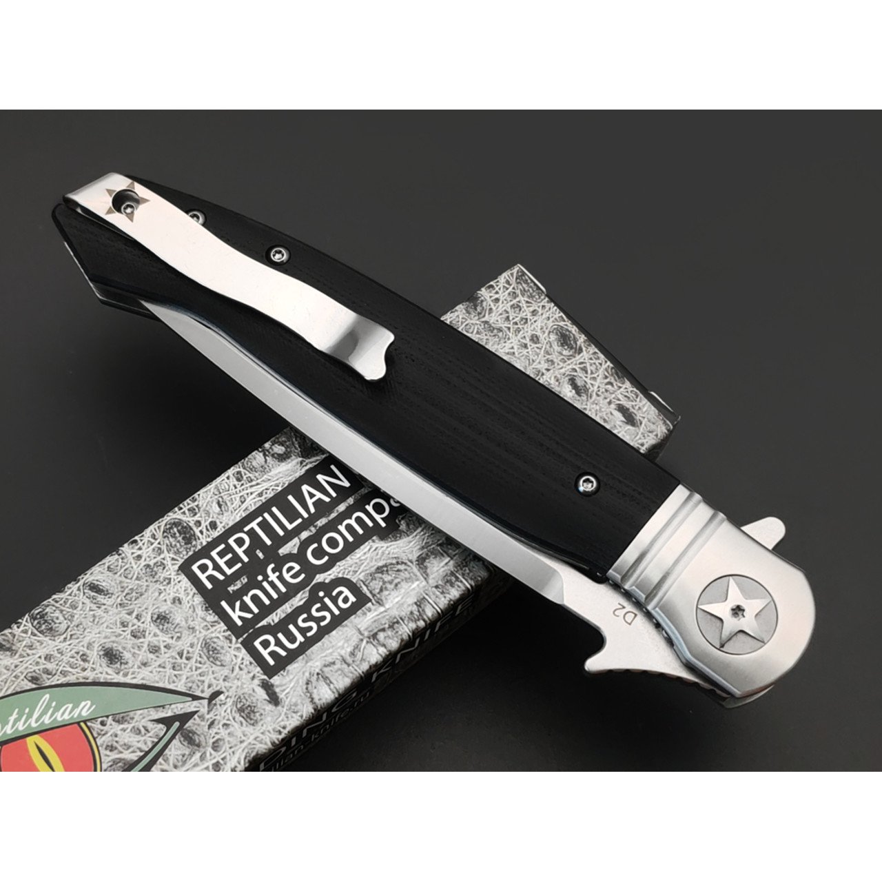 Reptilian складной нож НКВД-01-2 сталь D2 satin, рукоять G10 black