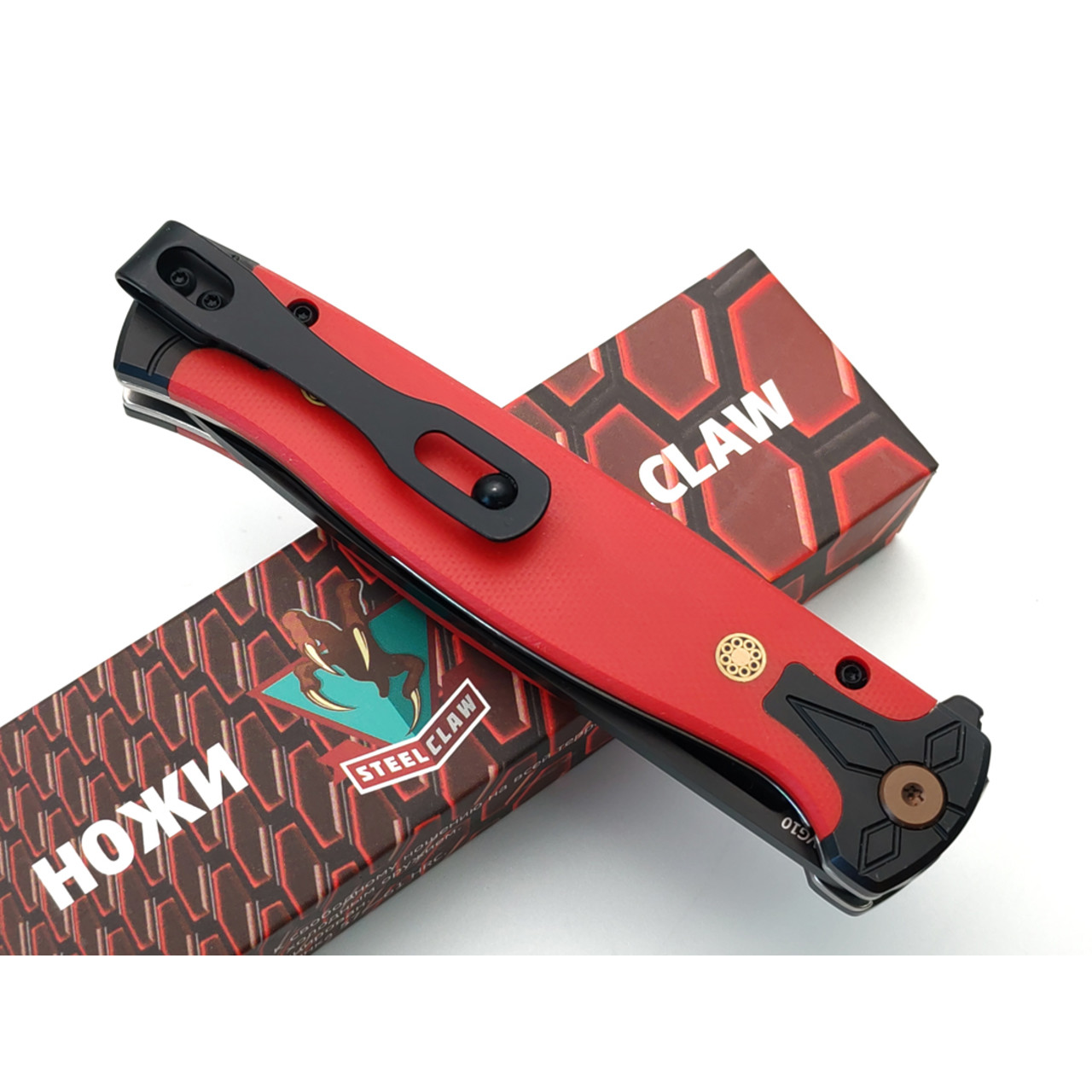 Steelclaw складной нож Хорс-02B сталь VG-10 black, рукоять G10 red
