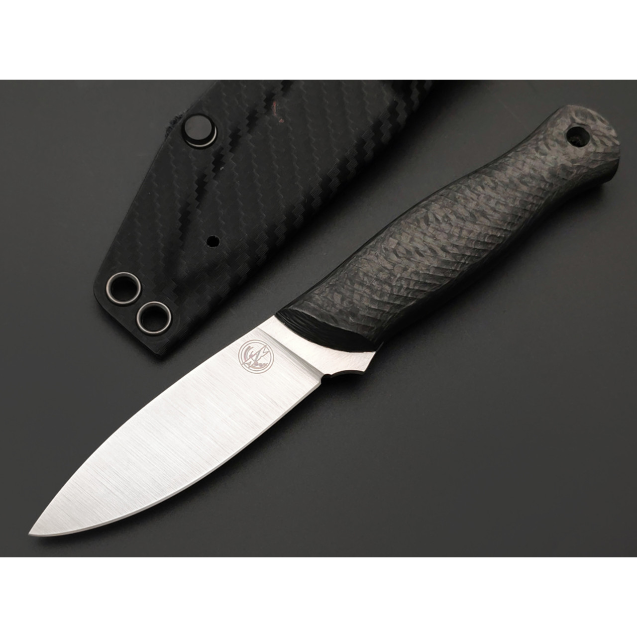 7 ножей нож Колибри гибрид сталь Elmax satin, рукоять Carbon fiber, ножны Kydex black