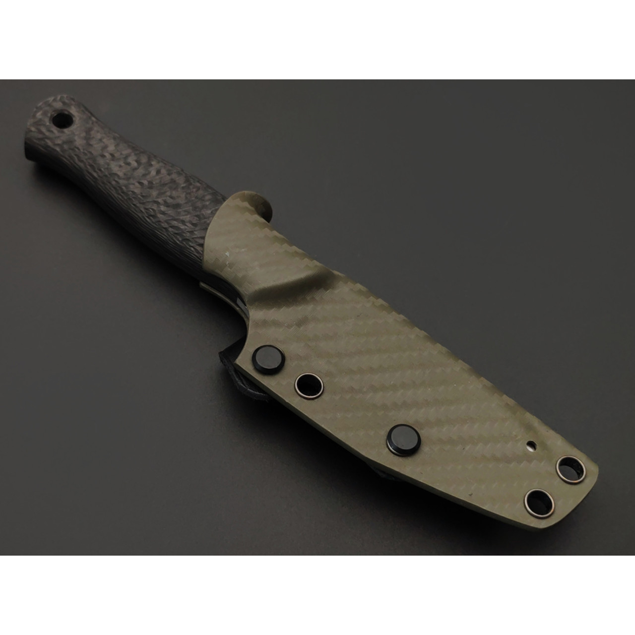 7 ножей нож Колибри гибрид сталь Elmax satin, рукоять Carbon fiber, ножны Kydex olive