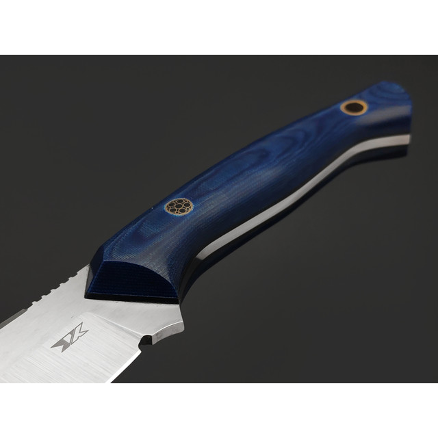 7 ножей нож Пиранья сталь PGK satin, рукоять Micarta blue, G10 black, мозаичный пин