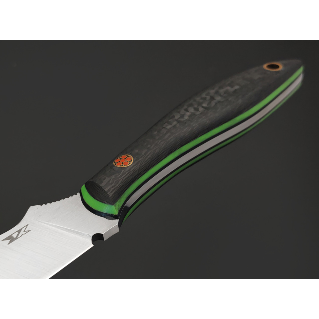 7 ножей нож Канадец сталь PGK satin, рукоять Carbon fiber, G10 green & black, мозаичный пин