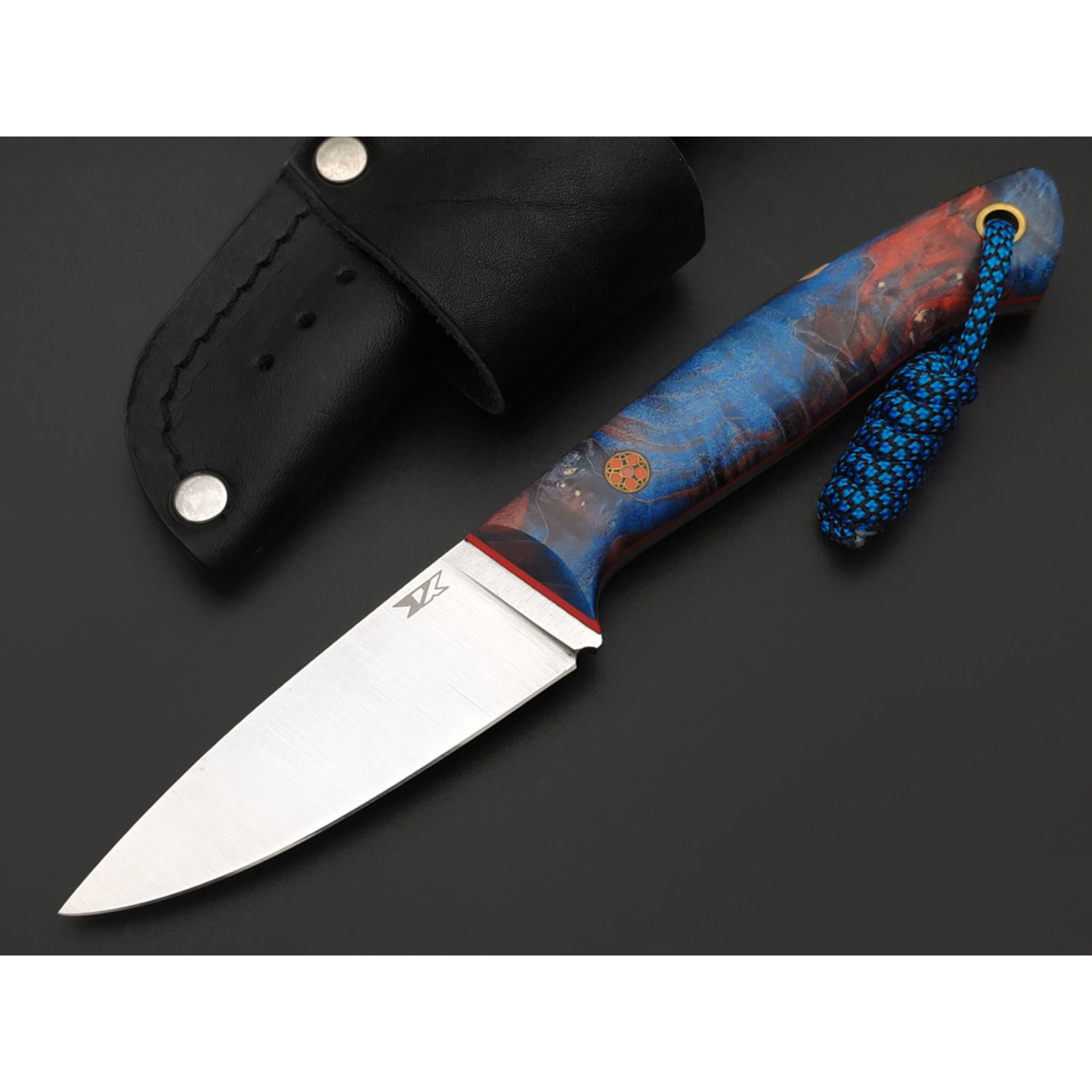 7 ножей нож Компаньон сталь N690 satin, рукоять стаб. Кап клёна, G10 red, мозаичный пин