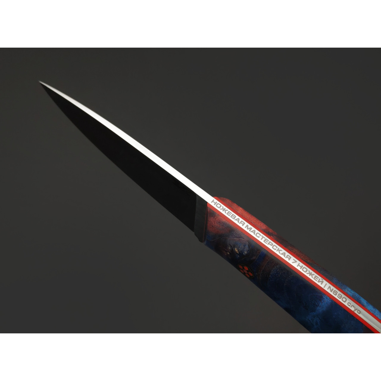 7 ножей нож Компаньон сталь N690 satin, рукоять стаб. Кап клёна, G10 red, мозаичный пин