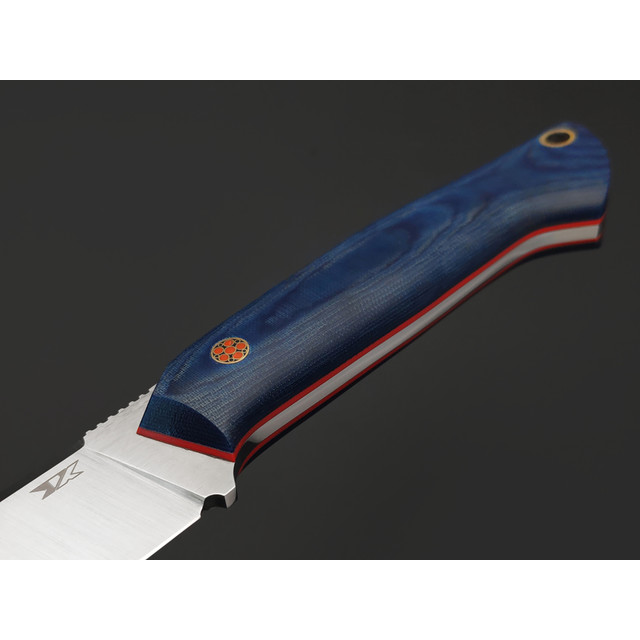 7 ножей нож Айсберг сталь N690 satin, рукоять Micarta blue, G10 red, мозаичный пин