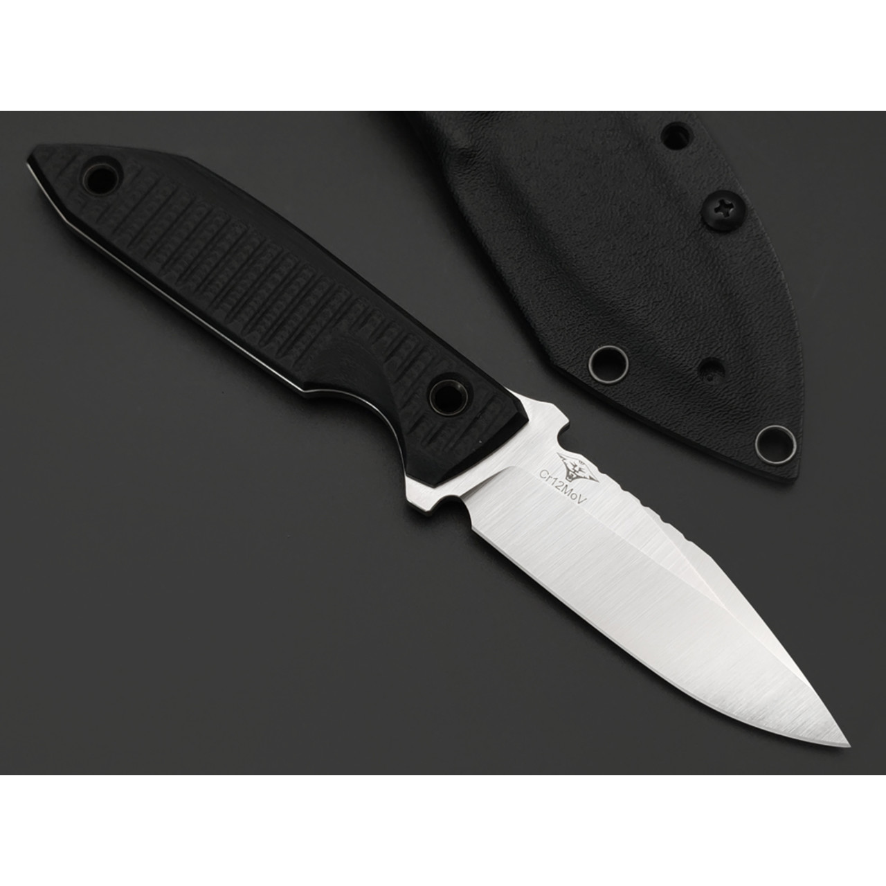 Нож с Котом Зенит сталь Cr12MoV satin, рукоять G10 black, kydex black